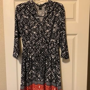 Women’s stretch waist, black, red white dress